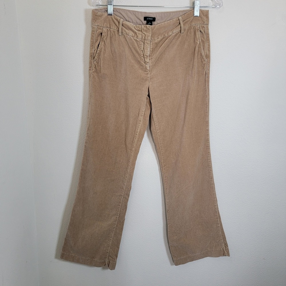 Y2K Low Rise J.Crew Tan Velour Straight Leg Trousers Pants Sz 4 Festival Western